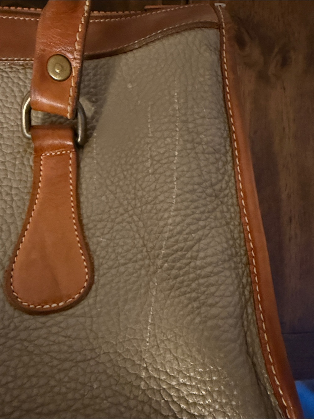Dooney & Bourke leather 1987 Shoulder Satchel in taupe - Picture 8 of 14